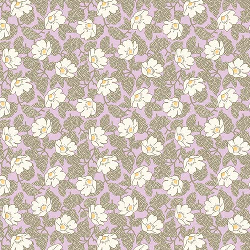 Abloom - Poppymallow - Lilac -  cream flowers on brown leaves & purple