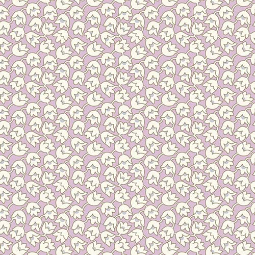 Abloom - Buttercup - Lilac - cream & gray floral on light purple