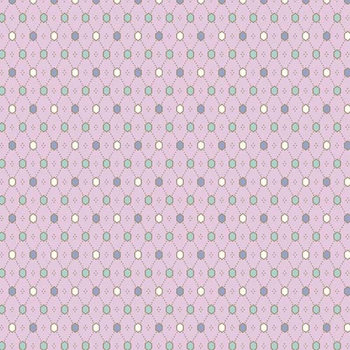 Abloom - Diamond Mesh - Lilac - teal, blue violet & cream dots on lt purple