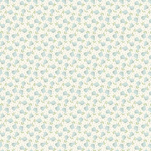 Abloom - Pears - Teal - Tiny light aqua pears on cream