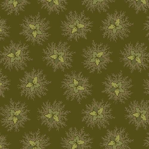 Spiced Cider - Frosted Leaf -Green -  Tossed leaves on dark green