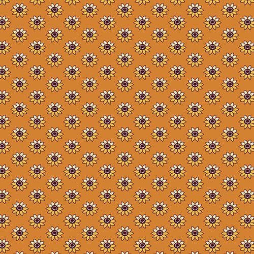 Spiced Cider - Sunflowers - Orange - Tiny gold sunflowers on burnt orange