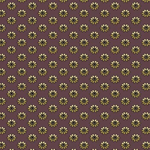 Spiced Cider - Sunflowers - Purple - Tiny tan sunflowers on plum