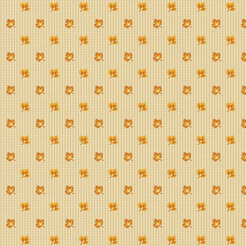 Spiced Cider - Falling Leaves- Orange - Tiny leaves on orange check