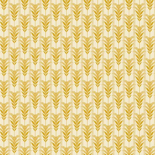 Spiced Cider - Wheat Stripe -Yellow - Wheat stalks and stripes on cream