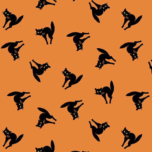 Witchypoo - Black Cats - Orange - Tossed black cats on orange