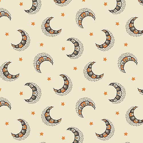 Witchypoo - Moon & Stars - Dawn - orange and gray moons on cream