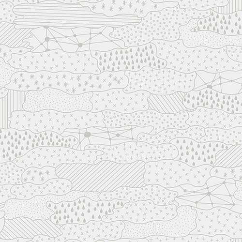 Skygazing - Quilted Cloud - Seattle - Gray- gray line drawings on white