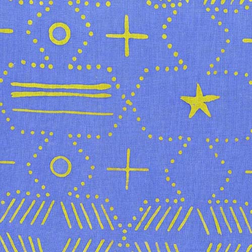 Batik - Observatory - Ace -Moonstone - green stars,lines,dots on blue