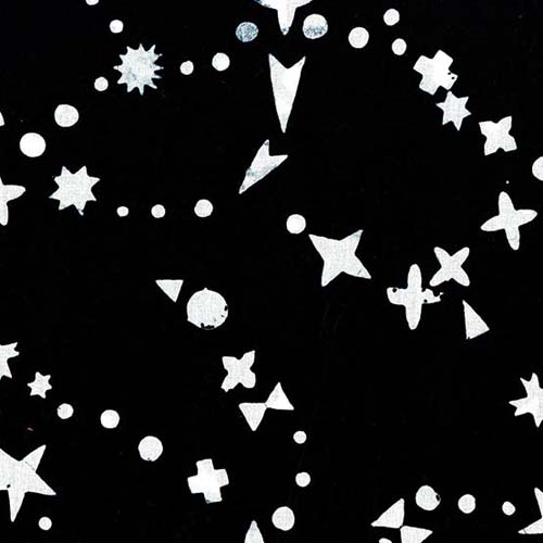 Batik -Observatory - Supernova- Galaxy - white stars on blak