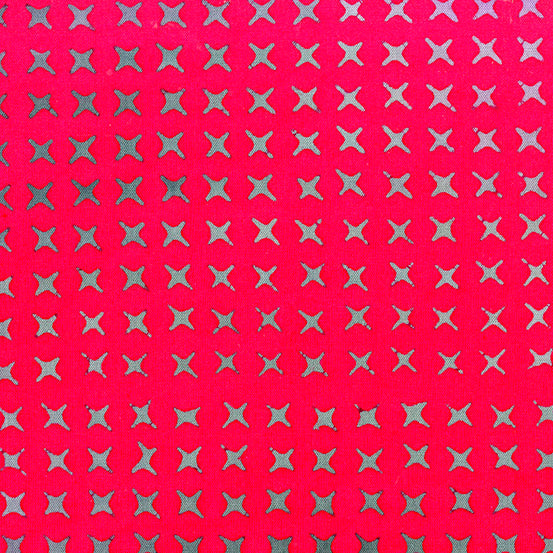 Batik -Stitched - Cross Stitch - Ruby - gray x 's on red