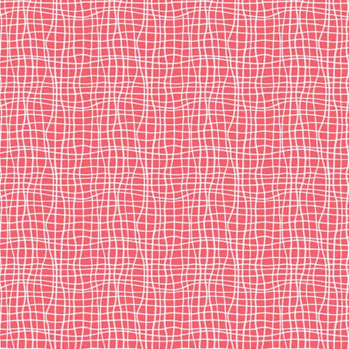 Sugar Pop - Wavy Grid - GuavaPunch - wavy white grid lines on coral