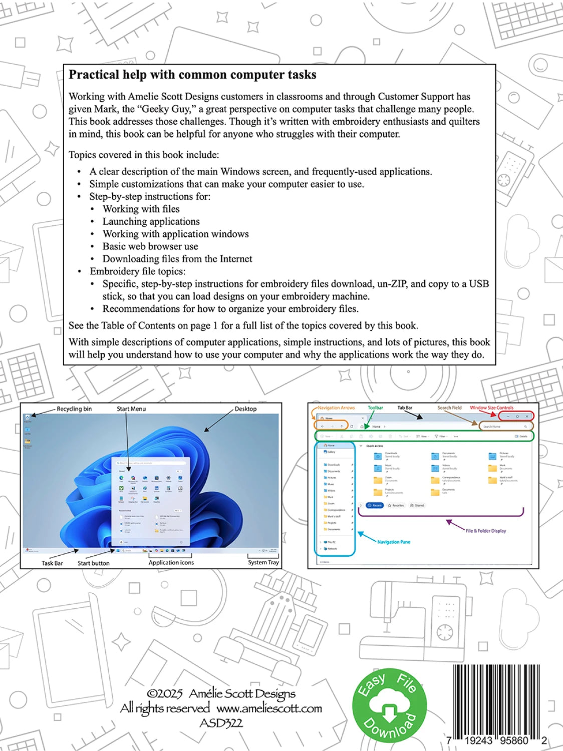 Computer Handbook for Embroiderers & Quilters - Amelie Scott Designs
