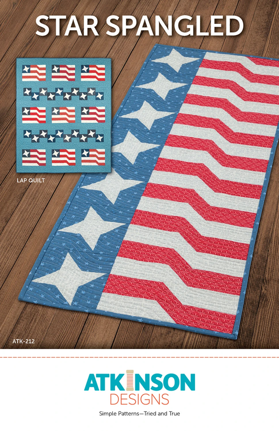 Star Spangled pattern - table runner, lap quilt and place mat - Atkinson Design