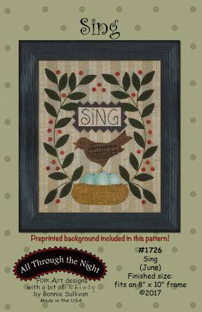 Sing - June - Bird on a Nest -Preprinted Background Included in This Pattern -