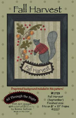 Fall Harvest - Squirrel & Acorns-Preprinted Background Included in This Pa