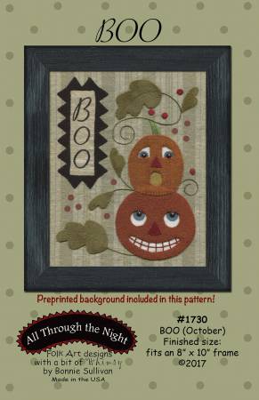 Boo Pattern - Pumpkins - Preprinted Background Included in This Pattern - All Through