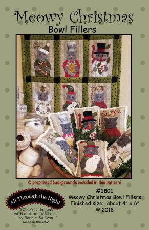 Meowy Christmas Bowl Filler - 6 Wintery Cats - Preprinted Background Included