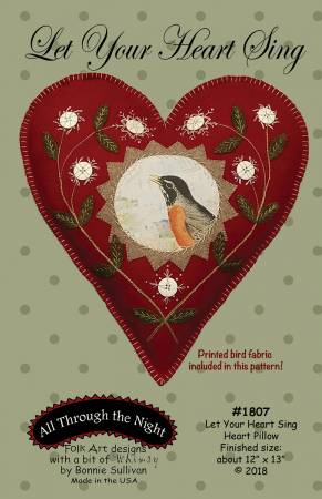 Let Your Heart Sing-Preprinted Bird Fabric Included in This Pattern-All Through