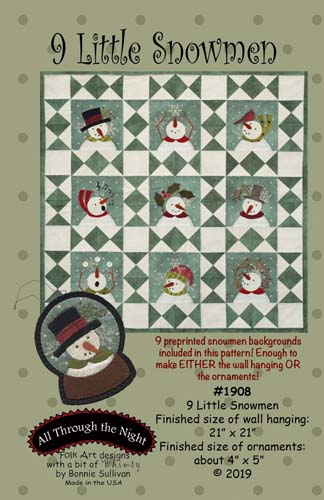 9 Little Snowmen- Preprinted Background Included in This Pattern - All Through