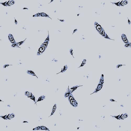New Frontier-Feather Fall-Tossed Blue Feathers on Gray-Art by Charley