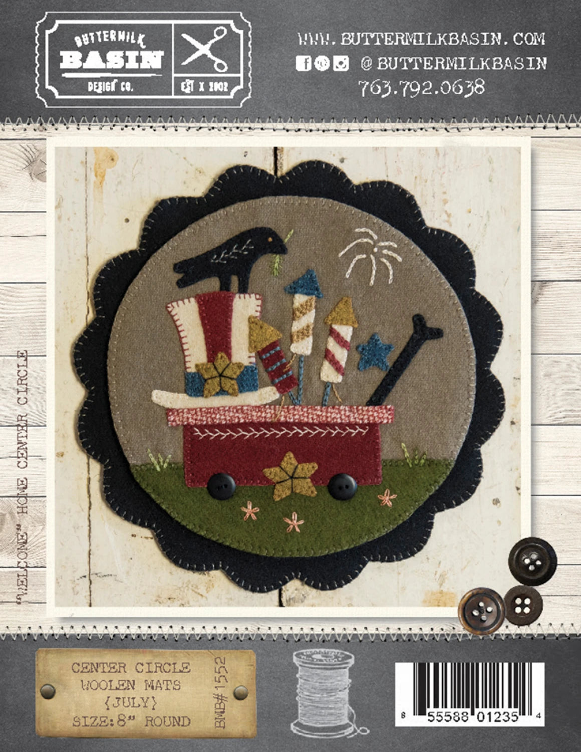 Center Circle Woolen Mats - July - 8 in. round  by Buttermilk Basin -