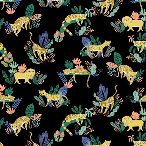 Lions & Tigers - wild cat black by Katy Tanis-  various big cats on black