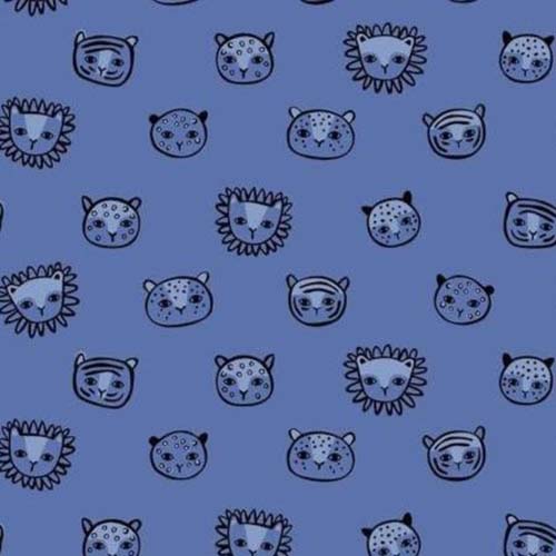 Lions & Tigers - faces - blue by Katy Tanis  cat faces on blue