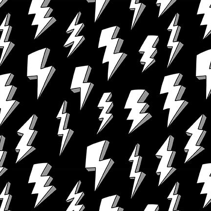 Superheroes wear masks -Lightning Bolts - White - lightning bolts on black