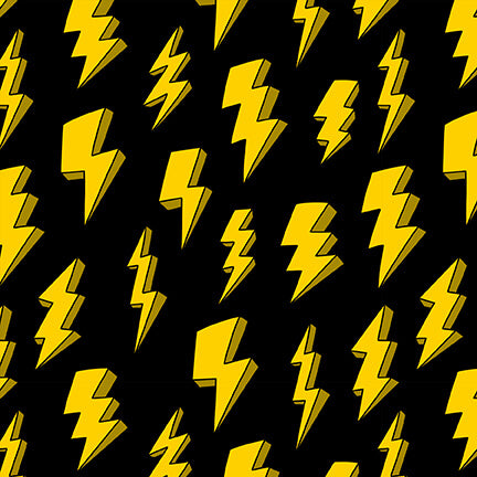 Superheroes wear masks -Lightning Bolts - Yellow - lightning bolts on blac