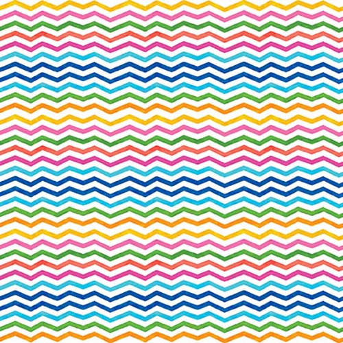 Bloom Bouquet II - Chevron -White - narrow brightly colored zigzag on white
