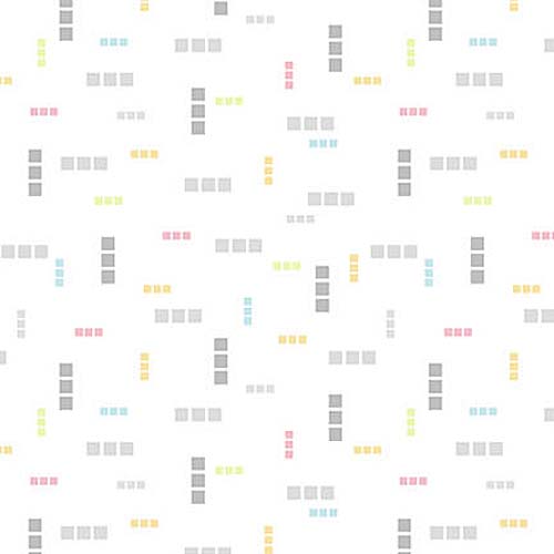 Lower the Volume - Spaced Grid- White - gray and colored squares (Bijou BOM)