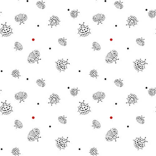 Lower the Volume - Ladybugs - White - black and white ladybugs on white