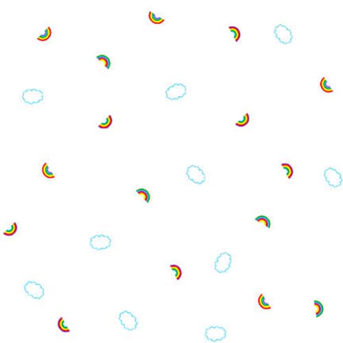 Lower the Volume - Rainbows - White - Tiny rainbows and clouds on white