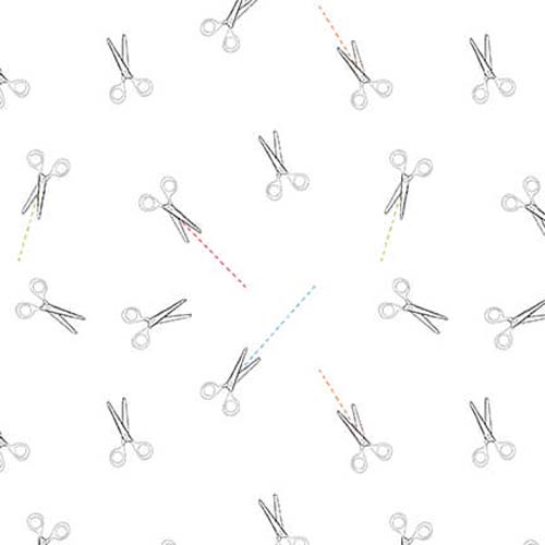 Lower the Volume - Scissors - White - scissors with cut lines on white