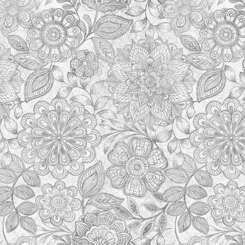 108"  Eufloria  - Gray - tone on tone gray flowers (Bijou BOM)