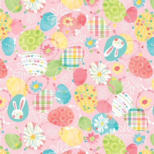 I'm All Ears - Tossed Easter Eggs - Pink - decorated easter eggs on pink