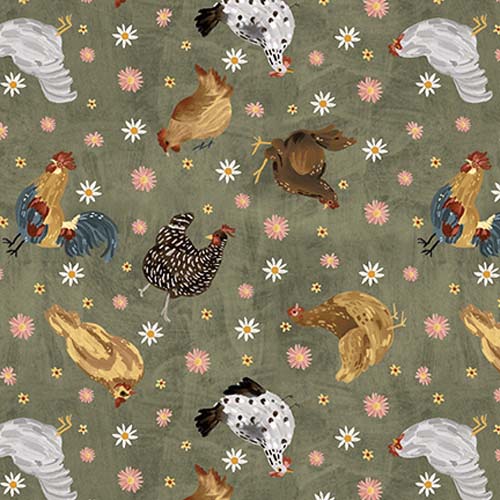 Farm Country - Chickens -Green - tossed chickens on green field