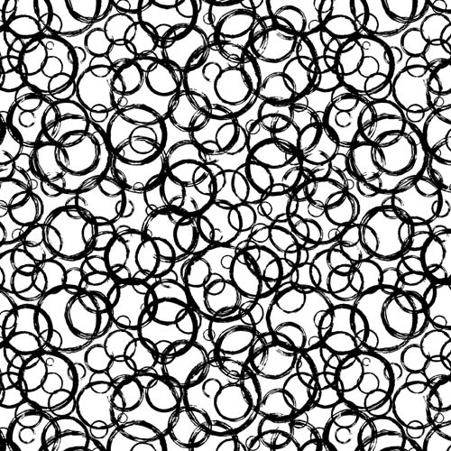 108" Wide Back - Black Tie II - overlapping black bubbles on white