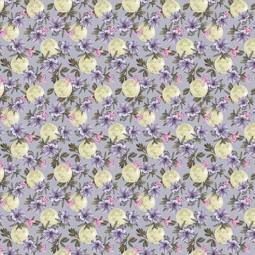 Midnight Rendezvous - Moons with flowers - Lt. Purple - full moons w/purple flow