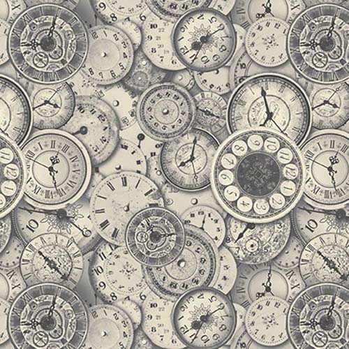 Time Travel - Time Pieces - Lt Gray - packed clock faces
