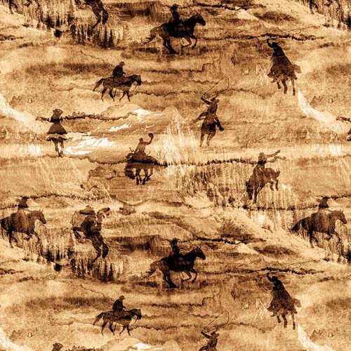 Cowboy Culture - Cowboy Silhouettes - Lt. Brown - silhouettes on lt brown