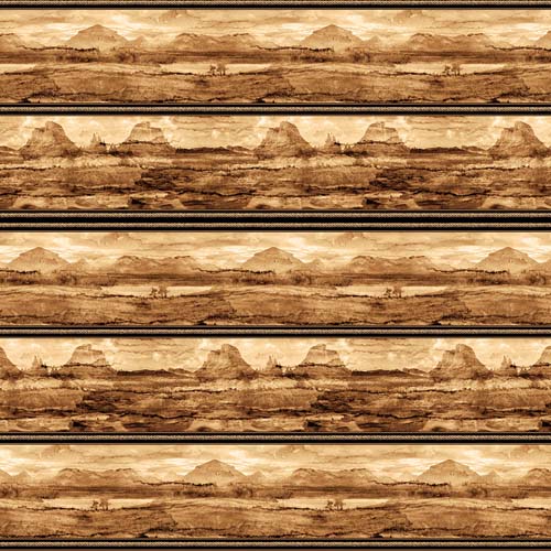 Cowboy Culture - Scenic Border Stripe - Lt. Brown - mountain scene border