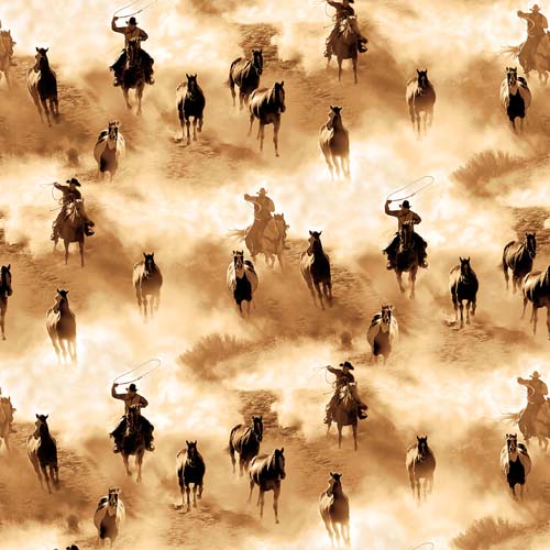 Cowboy Culture - Running Horses and Cowboys - Lt. Brown - Cowboys & horses