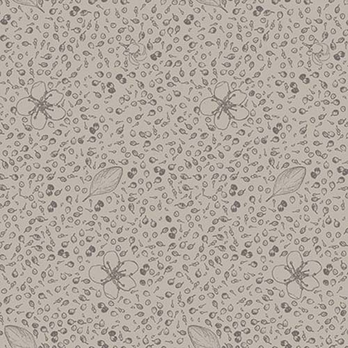 Nature's Whisper - Tiny Buds and Leaves - Gray - flowers & leaves on gray