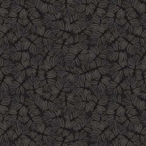 Nature's Whisper - Allover Leaf - Black - packed leaf sprays in black