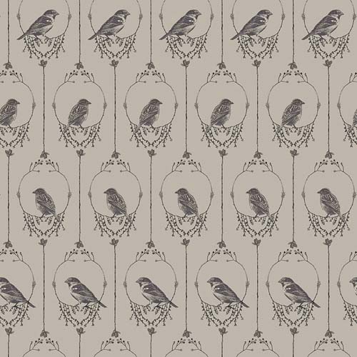 Nature's Whisper - Birds -Gray - Birds in twig frames on gray