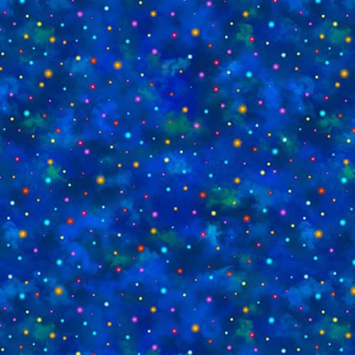 Night Garden - Dots - Blue - multi colored dots on bright blue