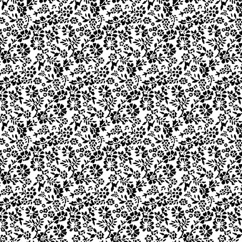 Paradox II - Ditsy Floral - White - small black floral on white