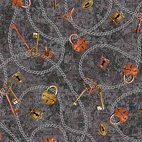 Full Steam Ahead - Chains, Keys & Locks - Gray - keys & locks on gray